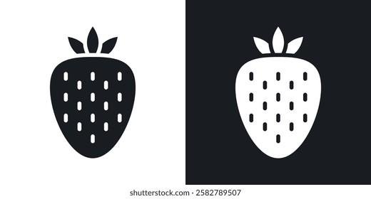 Strawberry icons set vectors black and colored style