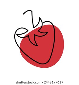 Strawberry icons. Single line art style strawberry. Abstract creative food illustration in minimalism design. Hand drawn vector illustration. Line art doodle illustration. Contemporary modern style