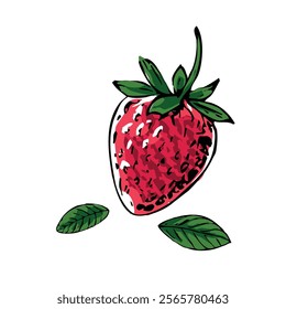 strawberry illustration graphic leaf vector