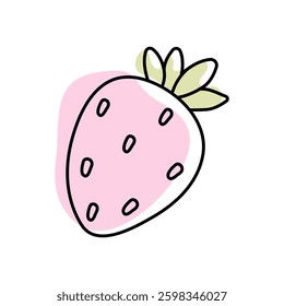 Strawberry illustration with a light pink background showcasing its vibrant colors and details