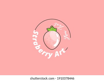 Strawberry illustration in modern style. Cute abstract berry. Vector graphic element 