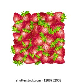 Strawberry illustration. Vector square shape made of strawberries.