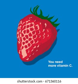 strawberry illustration,retro design,real image
