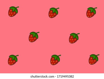 Strawberry isolated on pink background.Vector illustration