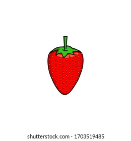 Fresa aislada en fondo blanco. Frutos de fresa o fresas de color plano alimento vectorial de color plana.