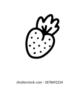  Erdbeere einzeln auf weißem Hintergrund. Süßreife Nachspeiseobst.Vektorgrafik im Doodle-Stil
