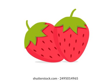 Fresa aislada sobre fondo blanco. Fresa madura. Fruta de baya roja. Ilustración vectorial.