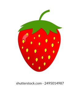 Strawberry isolated on white background. Red ripe strawberry. Vector illustration.