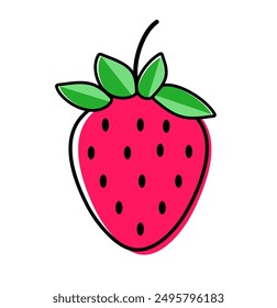 Strawberry isolated on white background. Ripe strawberry. Red berry fruit. Vector illustration.