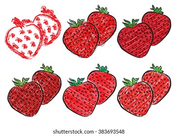 Strawberry isolated on the white background. Vector illustration.