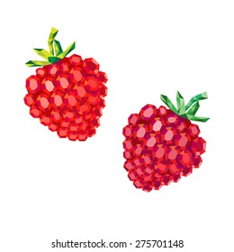 Strawberry isolated. Polygonal berry. Gem fruit vector illustration. 