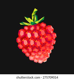Strawberry isolated. Polygonal berry. Gem fruit vector illustration. 