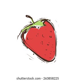 Strawberry isolated. Simple sketch icon. Food. Fruit. Berry. Doodle, cartoon drawing illustration. 