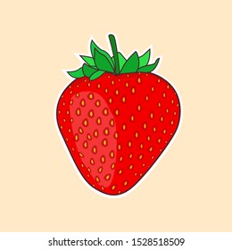 Strawberry Isolated Vector, Strawberry Cartoon Sticker