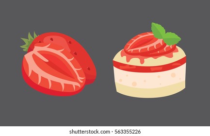 Strawberry isolated vector illustration set