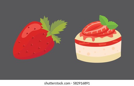 Strawberry isolated vector illustration set