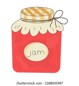 strawberry jam in a beautiful jar, autumn vector illustration