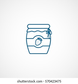 Strawberry Jam Blue Line Icon On White Background