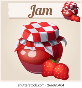 Strawberry Jam. Cartoon vector icon.