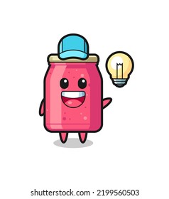 strawberry jam character cartoon getting the idea , cute design