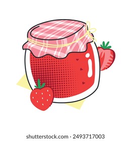 Strawberry jam doodle style illustration