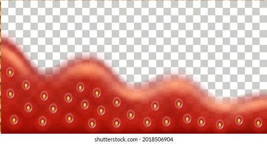 Erdbeermarmelade Tropfspritze, flüssige Sirup-Textur. Rote Erdbeergelbe, einzeln auf transparentem Hintergrund. Vektorgrafik