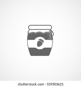 Strawberry Jam Flat Icon On White Background