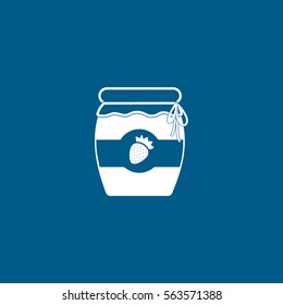 Strawberry Jam Flat Icon On Blue Background