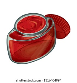 Strawberry Jam In A Glass Bottle Vector illustration