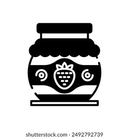 Strawberry Jam Glyph Icon, Vector illustration