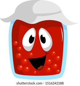 Strawberry jam, illustration, vector on white background.