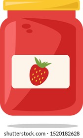 Strawberry jam, illustration, vector on white background.