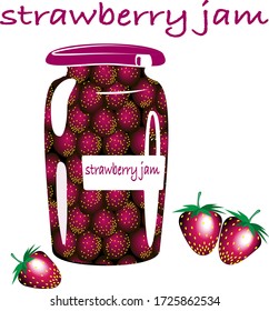 Strawberry jam in a jar.