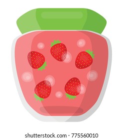 
Strawberry jam jar color flat icon
