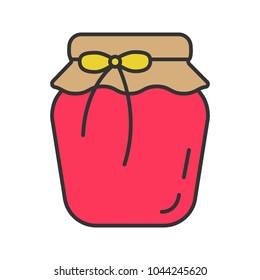 Strawberry jam jar color icon. Fruit preserve. Isolated vector illustration