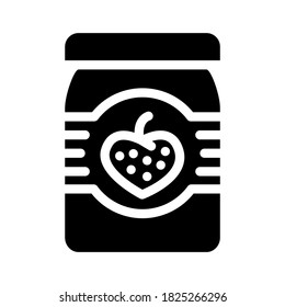 strawberry jam jar glyph icon vector. strawberry jam jar sign. isolated contour symbol black illustration