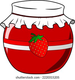 Strawberry jam jar isolated vector illustration. Red berry jam vector for logo, icon, symbol, business, design or decoration. Strawberry jam in the jar vector illustration 