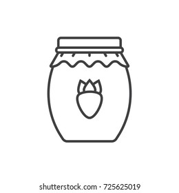 Strawberry jam jar line icon.