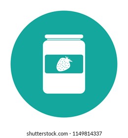 Strawberry jam in jar, marmalade vector icon white
