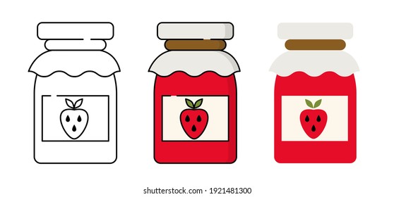 Strawberry jam jar. Simple food icon in trendy style isolated on white background for web apps and mobile concept. Vector Illustration EPS10