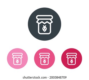 Strawberry jam jar simple icon set. Button sign