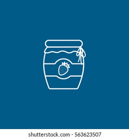 Strawberry Jam Line Icon On Blue Background