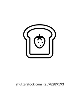 Strawberry jam on toasted bread. Breakfast sandwich with sweet marmalade. Pixel perfect, editable stroke vector icon