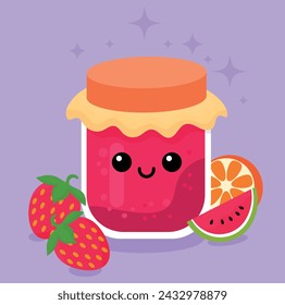 Strawberry jam pattern, vector illustration, background, for fabrics, and wallpaper, with food themes