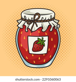 Strawberry jam pinup pop art retro vector illustration. Comic book style imitation.