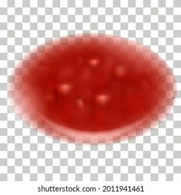 Strawberry jam splash, liquid syrup texture. Red strawberry or cherry flowing  drip blob isolated on transparent background. Vector illustration