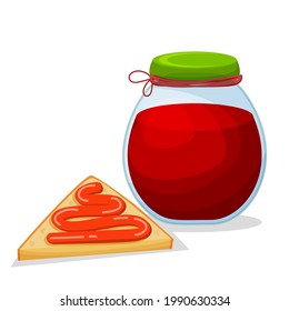 Strawberry jam. Toast with jam. Icon in cartoon style. Isolated object.