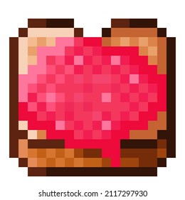 Strawberry Jam Toast pixel art. Vector illustration.