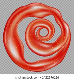 Strawberry jam. Transparent red liquid splash. Realistic vector illustration for your design.