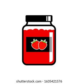 Strawberry jam vector icon on white background